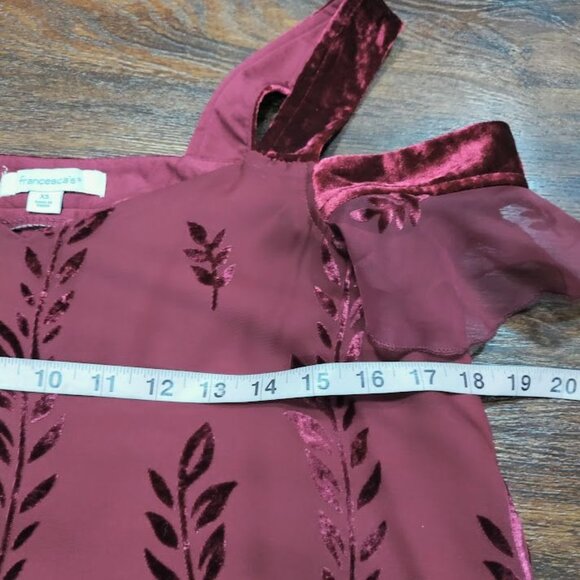 Francesca's Whimsy Boho Floral Velvet Cold Shoulder Tank Top Women's Size XS - Picture 10 of 12